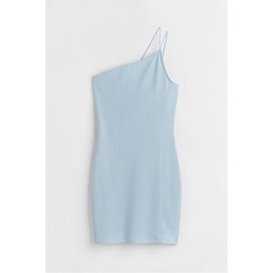H&M Blue Ribbed One-Shoulder Fitted Dress